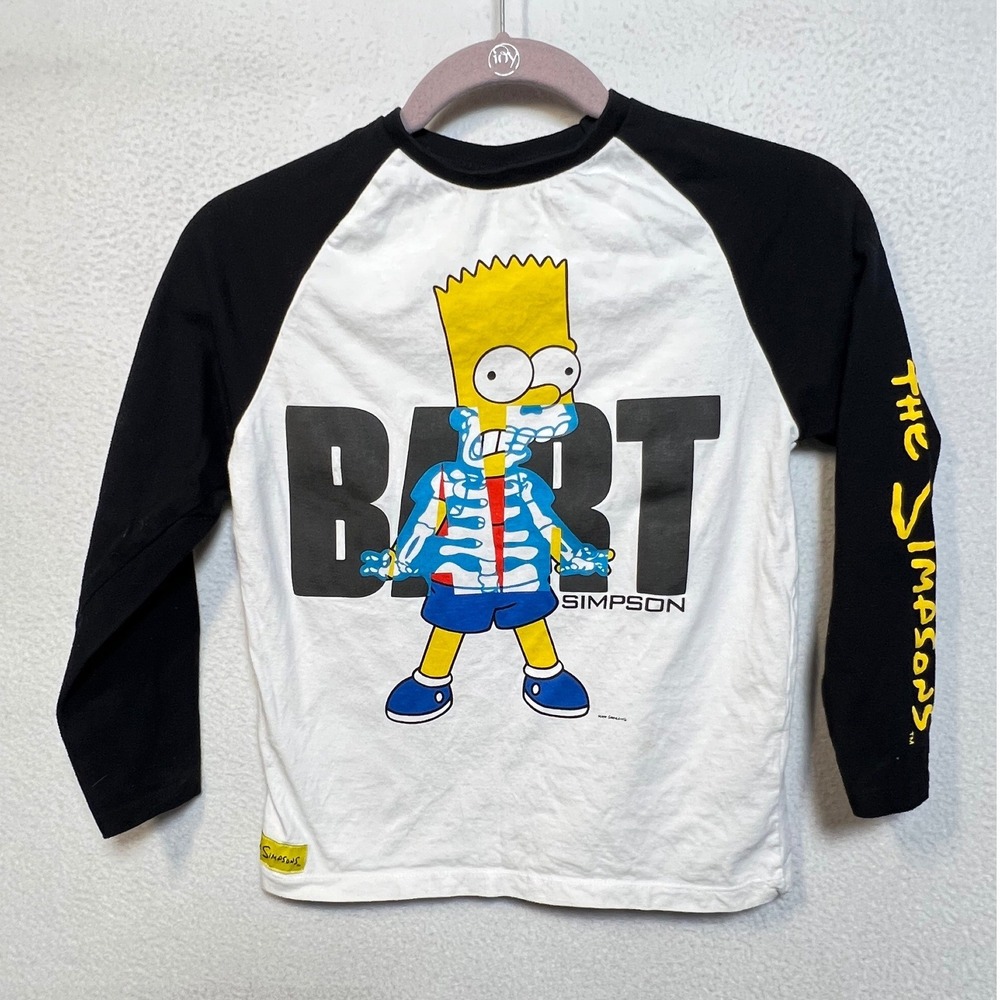The Simpsons Bart Simpson Skeleton Raglan Long Sleeve Shirt Kids 8-9 Years White